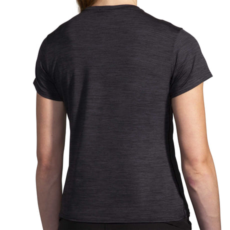 Brooks Luxe T-shirt de course à pied à manches courtes femme live dos- Heather Deep Black