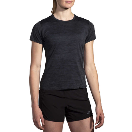 Brooks Luxe T-shirt de course à pied à manches courtes femme live face - Heather Deep Black