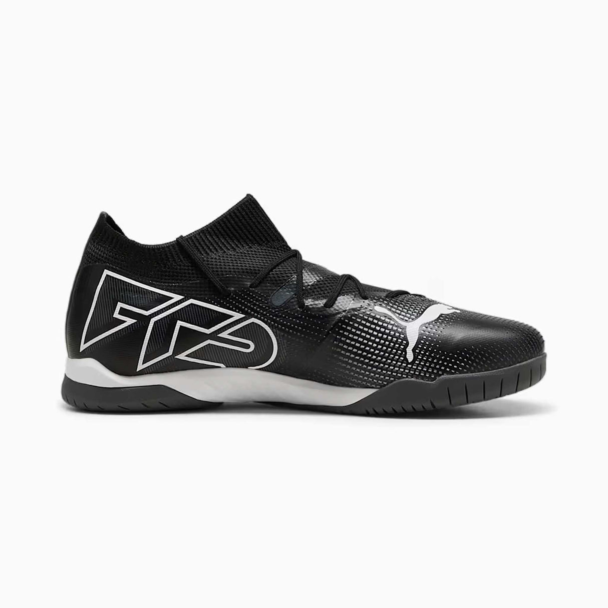 Puma Future 7 Match IT Futsal chaussures de soccer intérieur adulte vue latérale - Noir / Blanc