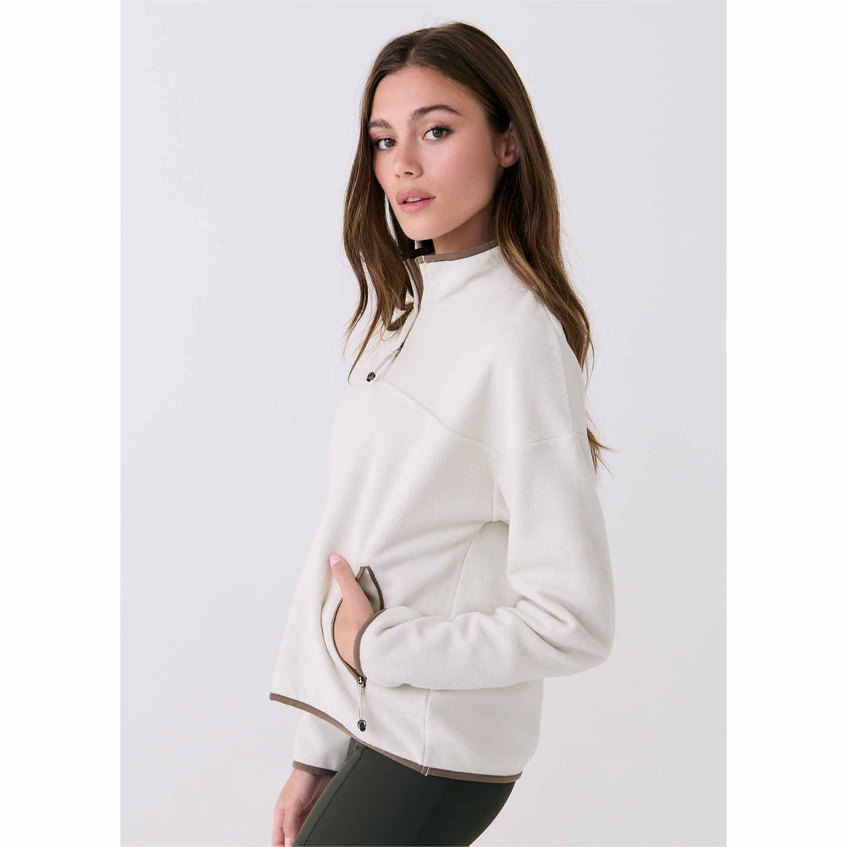 Lole Camp Half Zip Top - Cream Heather