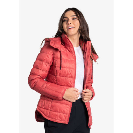 Lolë manteau court en duvet Emeline femme ouvert-cerise