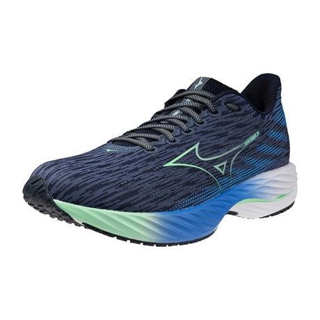 Mizuno Wave Rider 28 chaussures de course à pied pour homme pointe - Vintage Indigo / Neo Mint