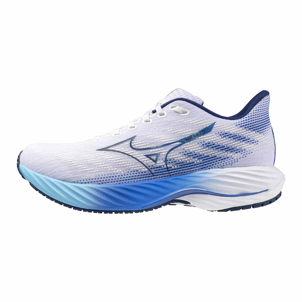 Mizuno Wave Rider 28 chaussures de course à pied pour homme - White / Estate Blue