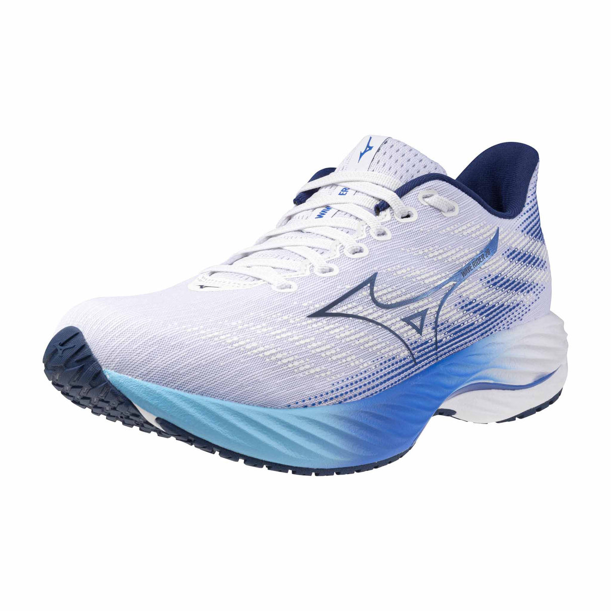 Mizuno Wave Rider 28 chaussures de course à pied pour homme - White / Estate Blue