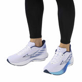 Mizuno Wave Rider 28 chaussures de course à pied pour homme - White / Estate Blue