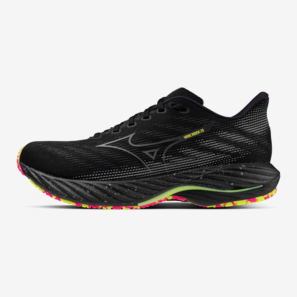 Mizuno Wave Rider 28 Men Running Shoes - Black / Pink Tetra