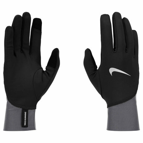 Nike Pacer Midweight Running Gloves for Men - Black / Smoke Grey / Silver