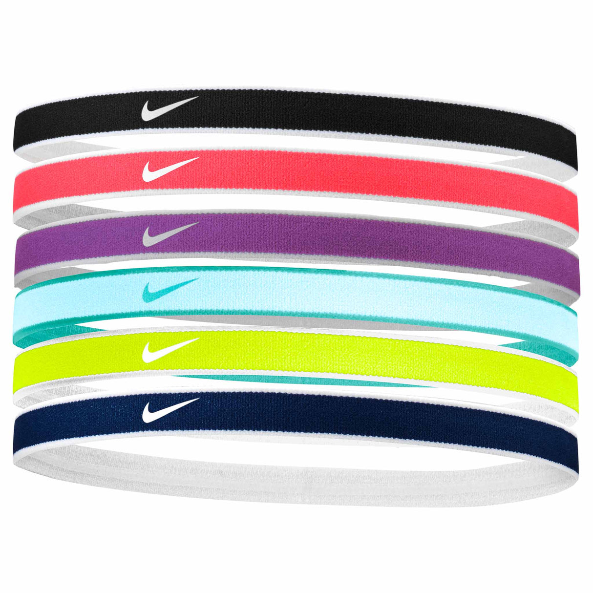 Nike Tipped Swoosh 6 Pk Headbands - Black / Aster Pink / White