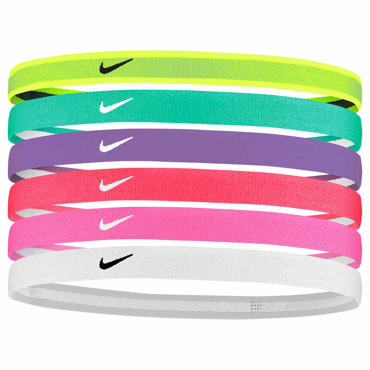 Nike Youth Swoosh Headband 6 PK - Volt / Green Frost / Black Raspberry