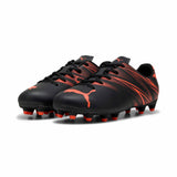 Puma Attacanto FG/AG Youth Soccer Cleats - Puma Black / Glowing Red