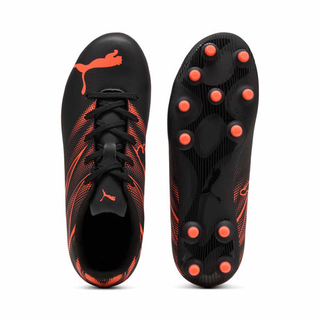 Puma Attacanto FG/AG Youth Soccer Cleats - Puma Black / Glowing Red