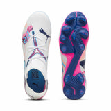 Puma Future 7 Match Vol. Up FG/AG chaussures de soccer à crampons - Puma White / Luminous Blue / Poison Pink