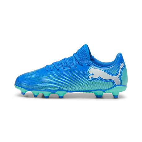 Puma Future 7 Play FG/AG chaussures de soccer à crampons junior - Bluemazing / Puma White / Electric Peppermint