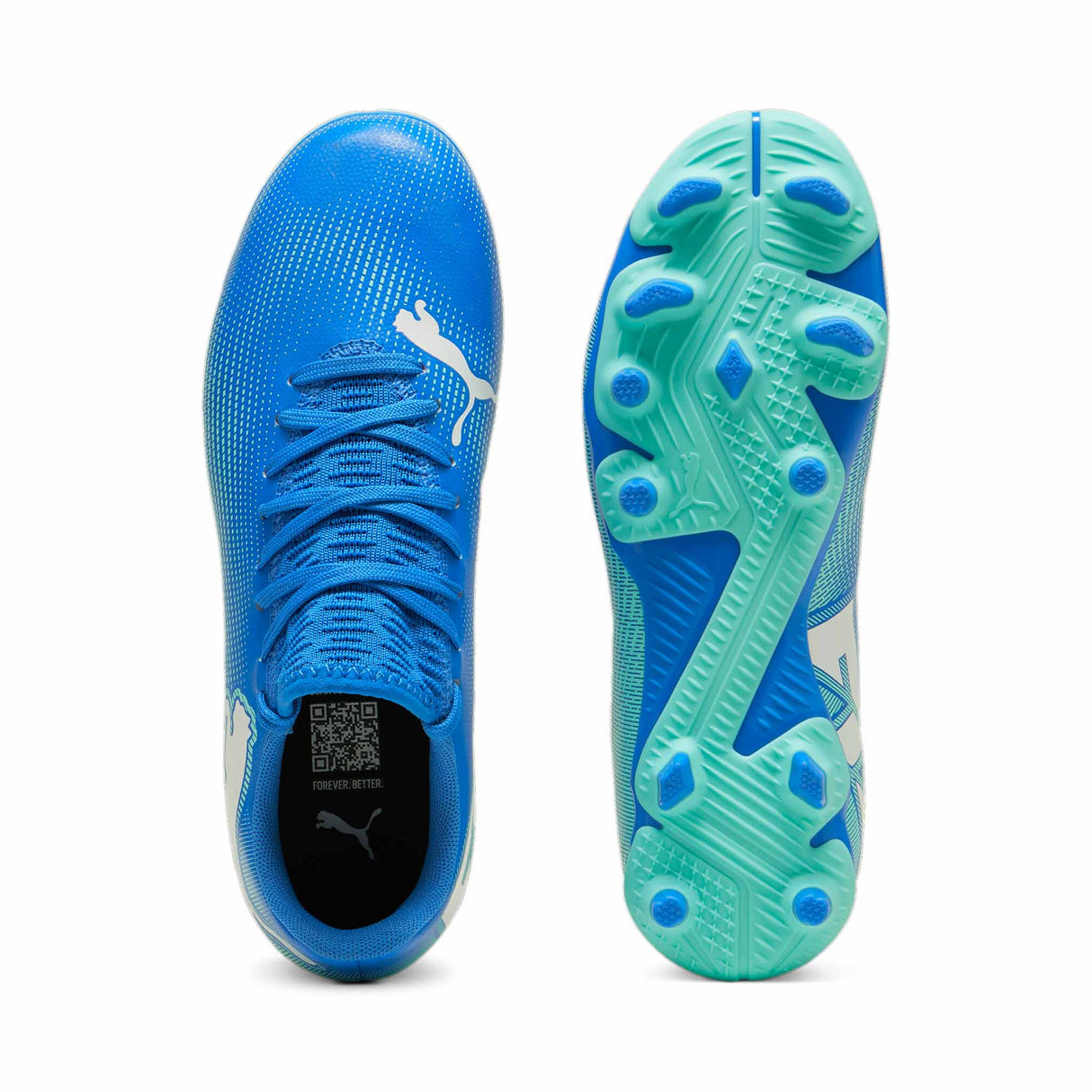 Puma Future 7 Play FG/AG chaussures de soccer à crampons junior - Bluemazing / Puma White / Electric Peppermint