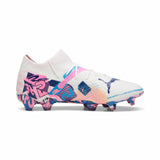 Puma Future 7 Ultimate Vol. Up FG/AG chaussures de soccer à crampons - Puma White / Luminous Blue / Poison Pink