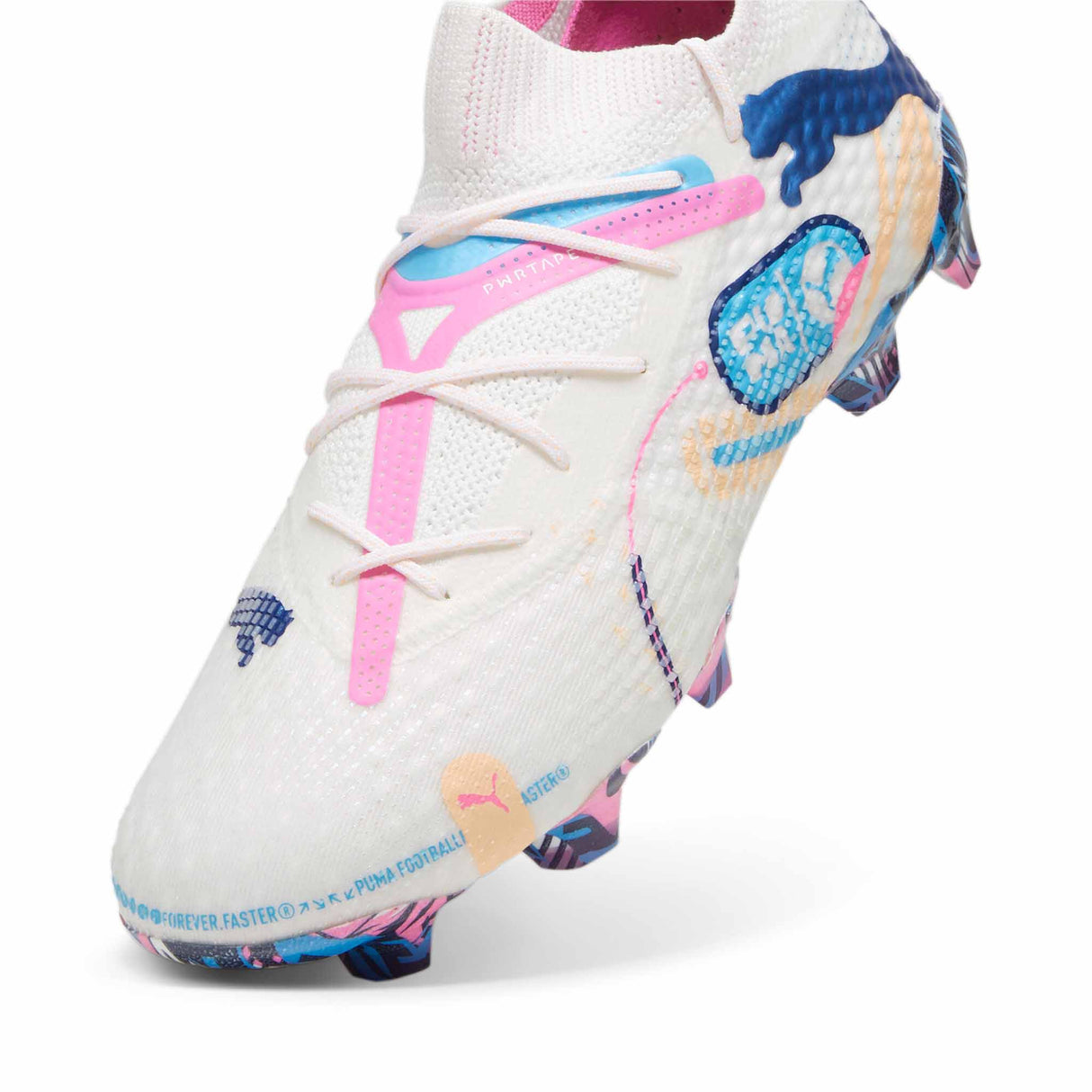 Puma Future 7 Ultimate Vol. Up FG/AG chaussures de soccer à crampons - Puma White / Luminous Blue / Poison Pink