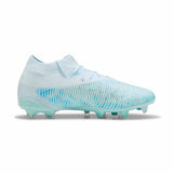 Puma Future 8 Match Light Up FG/AG souliers de soccer femme lateral - Blue Aqua / White / Lapis Lazuli