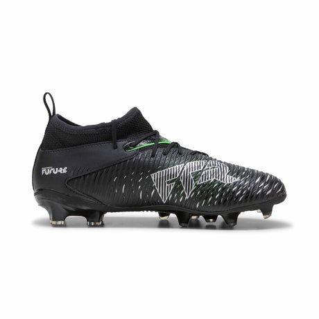 Puma Future 8 Match JR FG/AG Soccer Cleats lateral - Puma Black / Puma Silver / Fluo Green