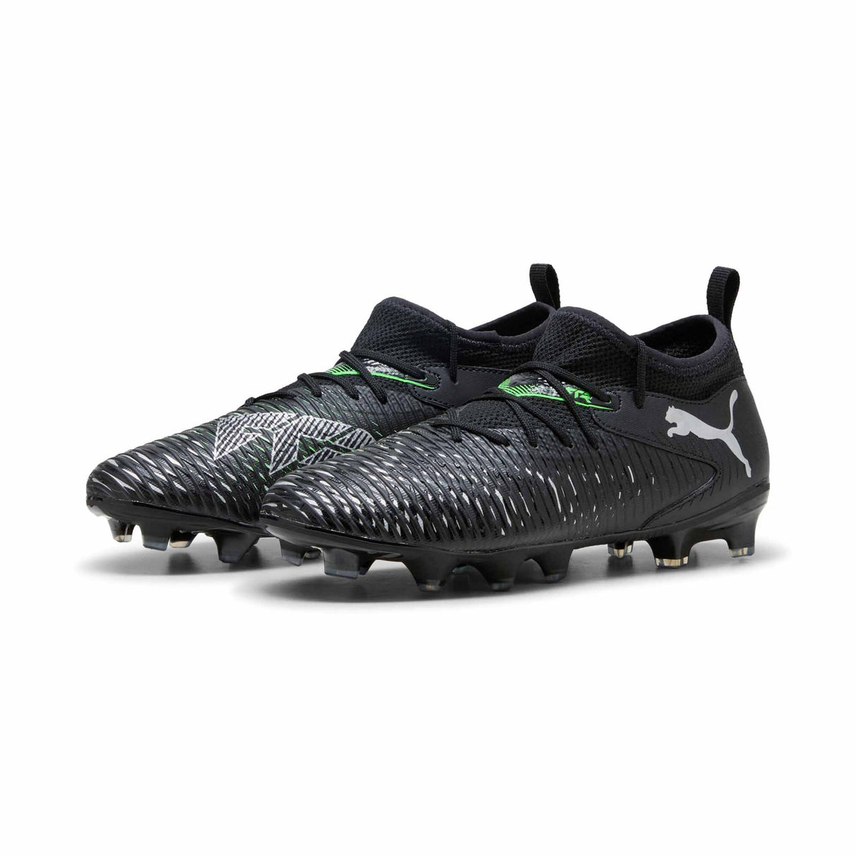 Puma Future 8 Match JR FG/AG Soccer Cleats paire - Puma Black / Puma Silver / Fluo Green