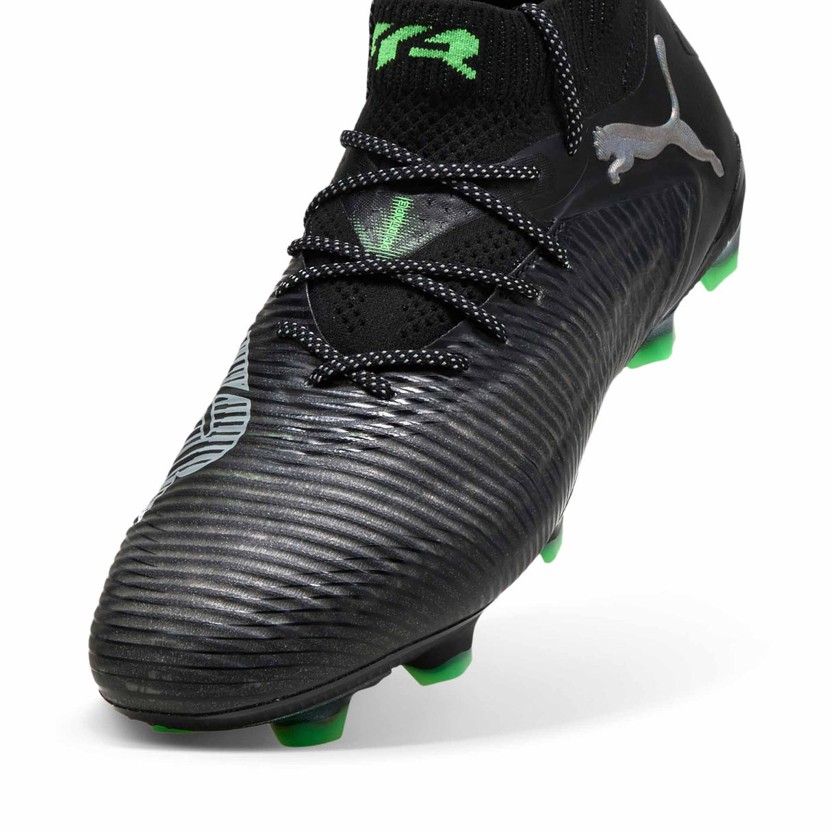 Puma Future 8 Ultimate FG/AG Soccer Cleats pointe - Puma Black / Puma Silver / Fluo Green