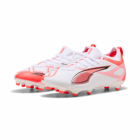 Puma Ultra 5 Match FG/AG Junior Soccer Cleats - Puma White / Puma Black / Glowing Red