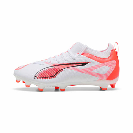 Puma Ultra 5 Match FG/AG Junior Soccer Cleats - Puma White / Puma Black / Glowing Red