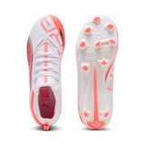 Puma Ultra 5 Match FG/AG Junior Soccer Cleats - Puma White / Puma Black / Glowing Red