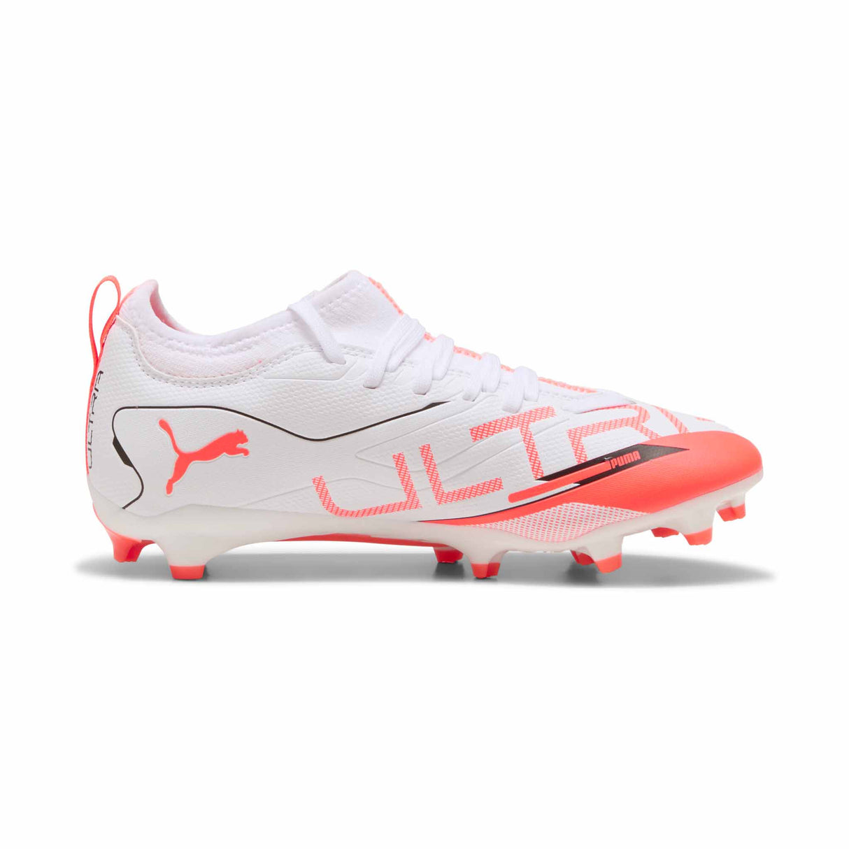 Puma Ultra 5 Match FG/AG Junior Soccer Cleats - Puma White / Puma Black / Glowing Red