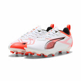 Puma Ultra 5 Play FG/AG JR Soccer Cleats - Puma White / Puma Black / Glowing Red