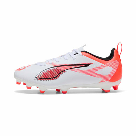 Puma Ultra 5 Play FG/AG JR Soccer Cleats - Puma White / Puma Black / Glowing Red