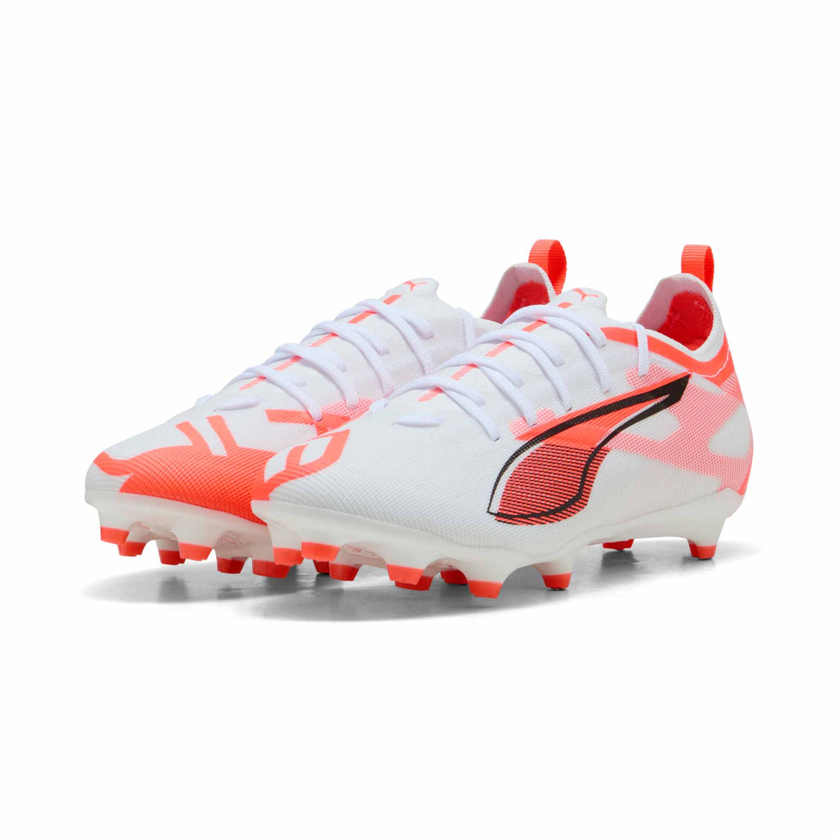 Puma Ultra 5 Pro FG JR Soccer Cleats - Puma White / Puma Black / Glowing Red