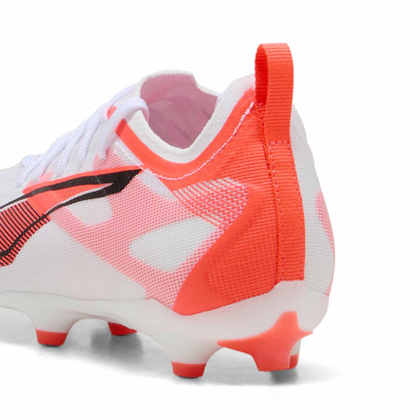 Puma Ultra 5 Pro FG JR Soccer Cleats - Puma White / Puma Black / Glowing Red