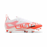 Puma Ultra 5 Pro FG JR Soccer Cleats - Puma White / Puma Black / Glowing Red