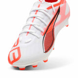 Puma Ultra 5 Pro FG JR Soccer Cleats - Puma White / Puma Black / Glowing Red