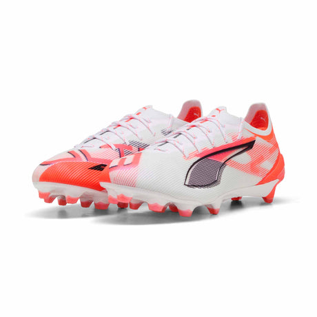 Puma Ultra 5 Ultimate FG Soccer Cleats - Puma White / Puma Black / Glowing Red