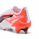 Puma Ultra 5 Ultimate FG Soccer Cleats - Puma White / Puma Black / Glowing Red