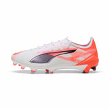 Puma Ultra 5 Ultimate FG Soccer Cleats - Puma White / Puma Black / Glowing Red