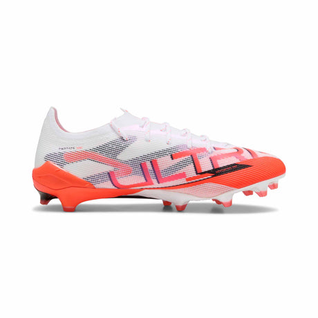 Puma Ultra 5 Ultimate FG Soccer Cleats - Puma White / Puma Black / Glowing Red