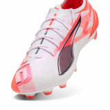 Puma Ultra 5 Ultimate FG Soccer Cleats - Puma White / Puma Black / Glowing Red