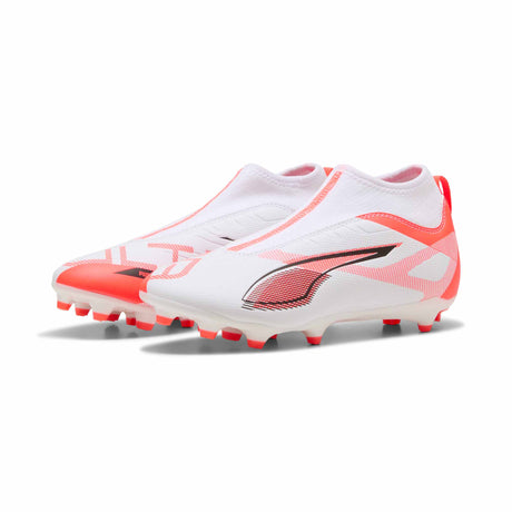 Puma Ultra Match+ LL JR FG/AG Soccer Cleats - Puma White / Glowing Red