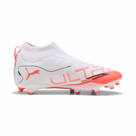 Puma Ultra Match+ LL JR FG/AG Soccer Cleats - Puma White / Glowing Red