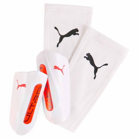 Puma Ultra Twist Sleeve Shin Guards - Puma White / Glowing Red