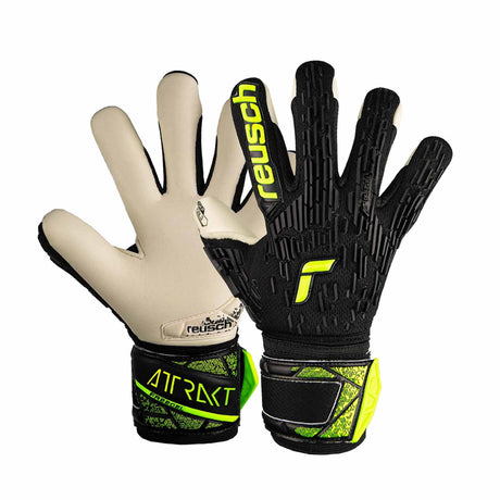 Reusch Attrakt Freegel Gold Finger Support Junior - Black / Safety Yellow