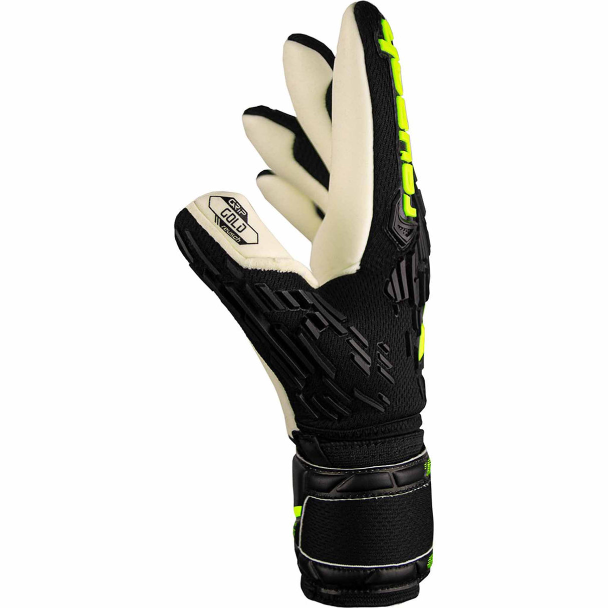 Reusch Attrakt Freegel Gold Finger Support Junior - Black / Safety Yellow