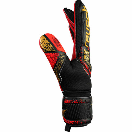 Reusch Attrakt Silver Goalkeeper Gloves - Black / Gold / Fiery Red