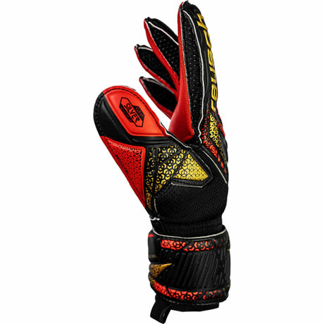 Reusch Attrakt Silver Junior Goalkeeper Gloves - Black / Gold / Fiery Red