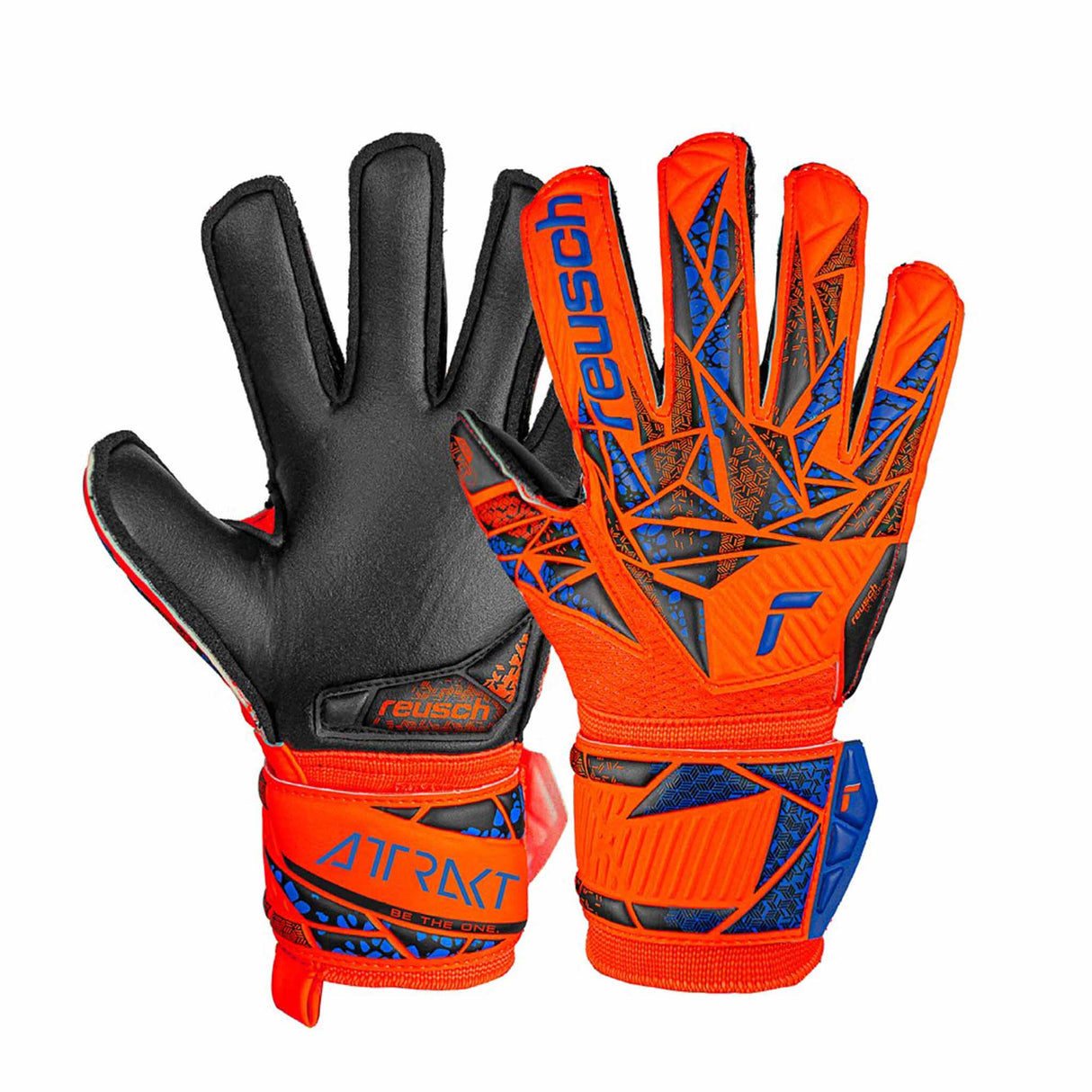 Reusch Attrakt Silver Junior Goalkeeper Gloves - Orange / Bllue / Black