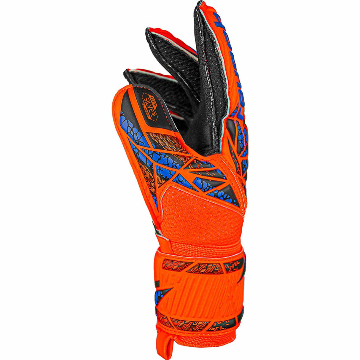 Reusch Attrakt Silver Junior Goalkeeper Gloves - Orange / Bllue / Black