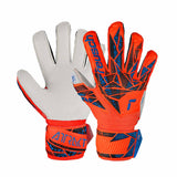 Reusch Attrakt Solid Junior Finger Support Goalkeeper Gloves - Orange / Blue