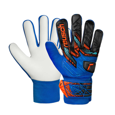 Reusch Attrakt Starter Solid junior gants de gardien de soccer paire - Electric Blue / Shocking Orange